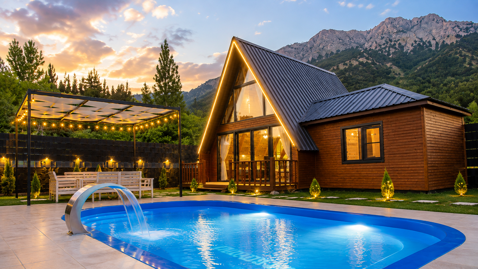 Ardıçsuyu Bungalov Otel özel havuzlu bungalov görünümü